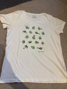 J. Crew White Avocado Graphic Tee